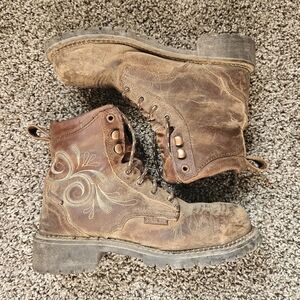 Justin Steel Toe Lace Up Leather Work Boots